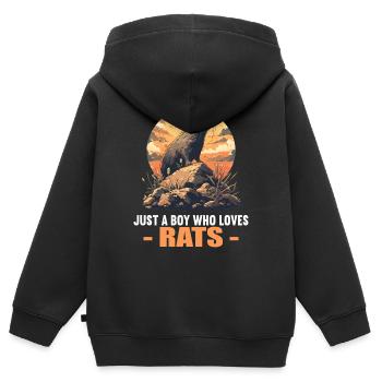 Rat Rat - Sweat Premium à capuche zippé enfant bio - noir - Dos - AI Model Kid Male (0cm)