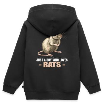 Rat Rat - Sweat Premium à capuche zippé enfant bio - noir - Dos - AI Model Kid Male (0cm)