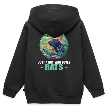 Rat Rat - Sweat Premium à capuche zippé enfant bio - noir - Dos - AI Model Kid Male (0cm)
