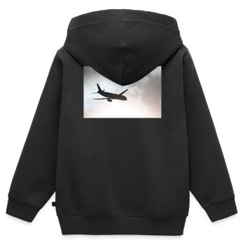 Das Phantom am Himmel - Kinder Premium Organic Zip Hoodie - Schwarz - Hinten - AI Model Kid Male (0cm)