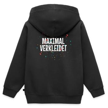 MAXIMAL VERKLEIDET – Karneval Fasching Kostüm Spru - Kinder Premium Organic Zip Hoodie - Schwarz - Hinten - AI Model Kid Male (0cm)
