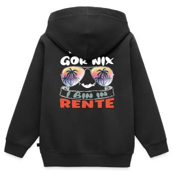 I muass gor nix - I bin in Rente - Kinder Premium Organic Zip Hoodie - Schwarz - Hinten - AI Model Kid Male (0cm)