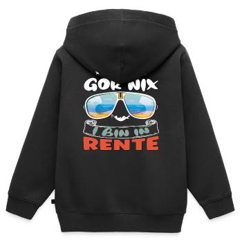 I muass gor nix - I bin in Rente - Kinder Premium Organic Zip Hoodie - Schwarz - Hinten - AI Model Kid Male (0cm)