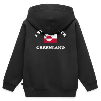 Ich stehe zu Grönland - Kinder Premium Organic Zip Hoodie - Schwarz - Hinten - AI Model Kid Male (0cm)