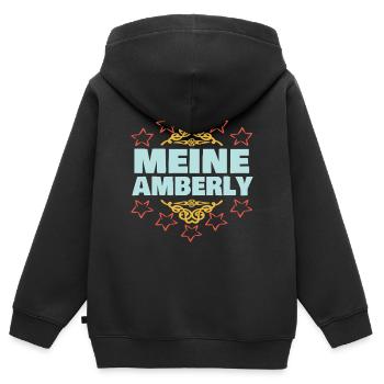 Maedchen Amberly - Kinder Premium Organic Zip Hoodie - Schwarz - Hinten - AI Model Kid Male (0cm)