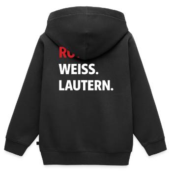 Rouge. Blanc. Lautern. – Maillot de supporter de Kaiserslautern - Sweat Premium à capuche zippé enfant bio - noir - Dos - AI Model Kid Male (0cm)
