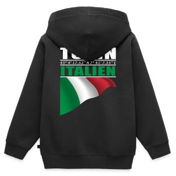Turin - Kinder Premium Organic Zip Hoodie - Schwarz - Hinten - AI Model Kid Male (0cm)