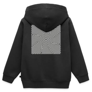 Labyrinthe optique en étoile - Sweat Premium à capuche zippé enfant bio - noir - Dos - AI Model Kid Male (0cm)