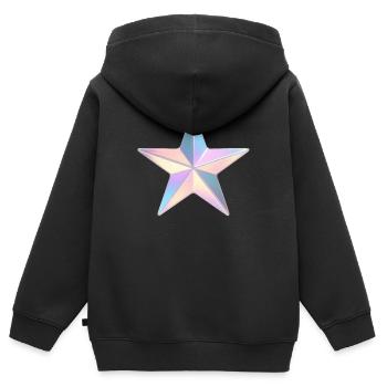 Pastell-Irideszierter Stern - Kinder Premium Organic Zip Hoodie - Schwarz - Hinten - AI Model Kid Male (0cm)