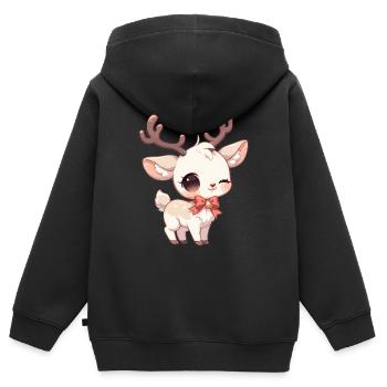 Rentiere Rentier - Kinder Premium Organic Zip Hoodie - Schwarz - Hinten - AI Model Kid Male (0cm)