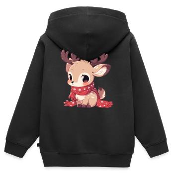 Rentiere Rentier - Kinder Premium Organic Zip Hoodie - Schwarz - Hinten - AI Model Kid Male (0cm)