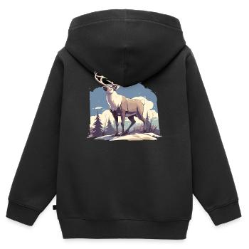 Renne Renne - Sweat Premium à capuche zippé enfant bio - noir - Dos - AI Model Kid Male (0cm)