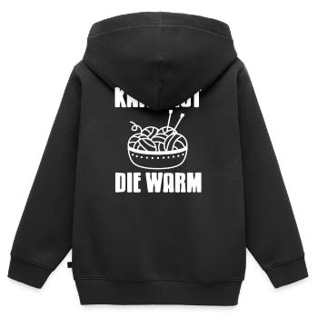 Knit Fast Die Warm Funny Yarn Rebel Quote - Kinder Premium Organic Zip Hoodie - Schwarz - Hinten - AI Model Kid Male (0cm)