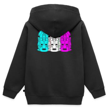 Calendrier maya aztèque Inca - Sweat Premium à capuche zippé enfant bio - noir - Dos - AI Model Kid Male (0cm)