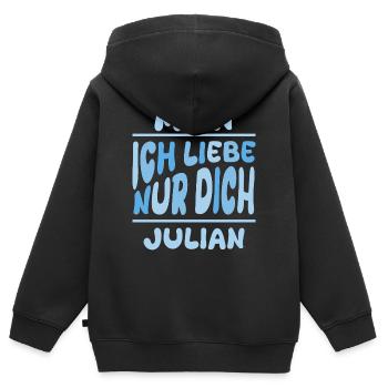 Mann Julian - Kinder Premium Organic Zip Hoodie - Schwarz - Hinten - AI Model Kid Male (0cm)