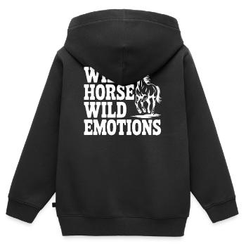 Wildpferd, wilde Gefühle - Kinder Premium Organic Zip Hoodie - Schwarz - Hinten - AI Model Kid Male (0cm)