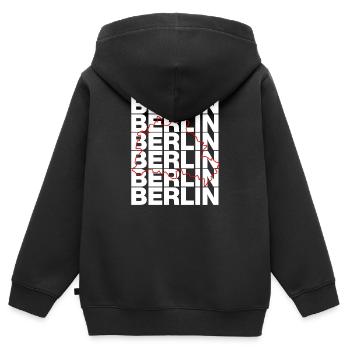 BUNDESLAND BERLIN, DIE HAUPTSTADT! LANDESGRENZE - Kinder Premium Organic Zip Hoodie - Schwarz - Hinten - AI Model Kid Male (0cm)