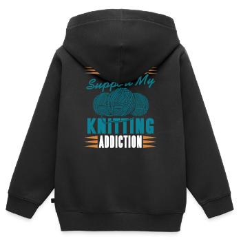 I Work to Support My Knitting Addiction Funny Yarn - Kinder Premium Organic Zip Hoodie - Schwarz - Hinten - AI Model Kid Male (0cm)