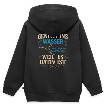 Genitiv ins Wasser – Sprachwitz - Kinder Premium Organic Zip Hoodie - Schwarz - Hinten - AI Model Kid Male (0cm)