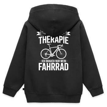 Ich brauche keine Therapie, ich brauche Fahrrad - Kinder Premium Organic Zip Hoodie - Schwarz - Hinten - AI Model Kid Male (0cm)