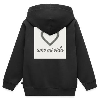 Herz und Lebensfreude - Kinder Premium Organic Zip Hoodie - Schwarz - Hinten - AI Model Kid Male (0cm)