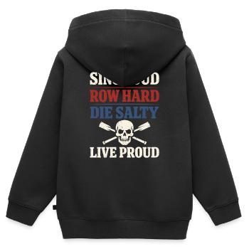 Communauté de musique folk Shanty Crew - Sweat Premium à capuche zippé enfant bio - noir - Dos - AI Model Kid Male (0cm)