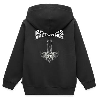 Bretagne Racines Bretonnes Triskell Identité - Sweat Premium à capuche zippé enfant bio - noir - Dos - AI Model Kid Male (0cm)