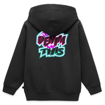Verwandle mich nicht in Jeans - Kinder Premium Organic Zip Hoodie - Schwarz - Hinten - AI Model Kid Male (0cm)
