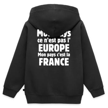 Europa, Frankreich, ich bin Franzose - Kinder Premium Organic Zip Hoodie - Schwarz - Hinten - AI Model Kid Male (0cm)