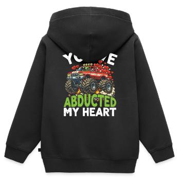 Entführtes Herz-Monstertruck - Kinder Premium Organic Zip Hoodie - Schwarz - Hinten - AI Model Kid Male (0cm)