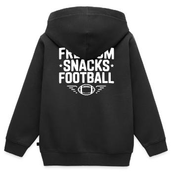 Freiheit, Snacks, Fußball - Kinder Premium Organic Zip Hoodie - Schwarz - Hinten - AI Model Kid Male (0cm)