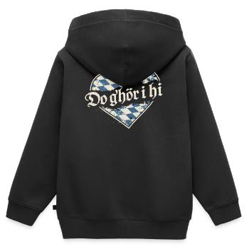 Do g’hör i hi – Bayerisches Herz Dialekt - Kinder Premium Organic Zip Hoodie - Schwarz - Hinten - AI Model Kid Male (0cm)