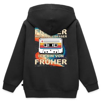 Früher war alles besser - Ich bin von früher - Kinder Premium Organic Zip Hoodie - Schwarz - Hinten - AI Model Kid Male (0cm)