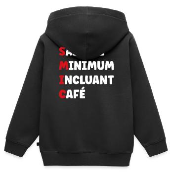 Salaire Minimum Inclusant Café smic - Sweat Premium à capuche zippé enfant bio - noir - Dos - AI Model Kid Male (0cm)
