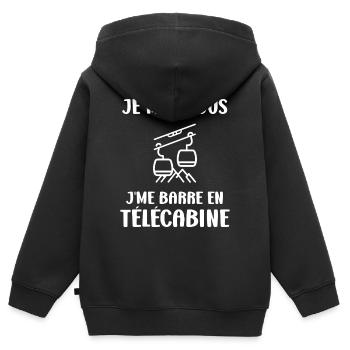 Mir ist die Gondel egal. - Kinder Premium Organic Zip Hoodie - Schwarz - Hinten - AI Model Kid Male (0cm)