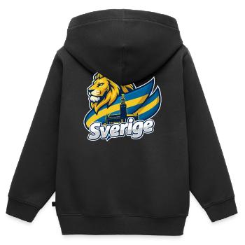 Schwedische Löwenflagge - Kinder Premium Organic Zip Hoodie - Schwarz - Hinten - AI Model Kid Male (0cm)