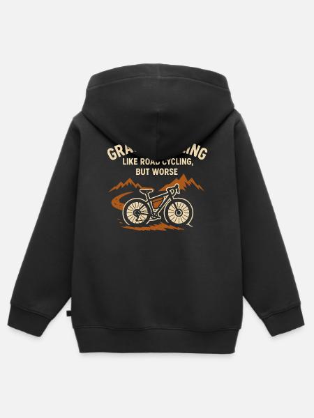 Gravel Cycling Mountain Ride - Premium børne zip-hættetrøje økologisk - sort