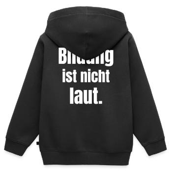 Bildung ist stille Kraft - Kinder Premium Organic Zip Hoodie - Schwarz - Hinten - AI Model Kid Male (0cm)