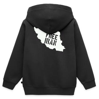 Iran Liberté Iran Libérer l’Iran - Sweat Premium à capuche zippé enfant bio - noir - Dos - AI Model Kid Male (0cm)