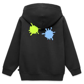 Éclaboussures de néon - Sweat Premium à capuche zippé enfant bio - noir - Dos - AI Model Kid Male (0cm)