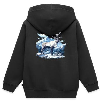 Renne Renne - Sweat Premium à capuche zippé enfant bio - noir - Dos - AI Model Kid Male (0cm)