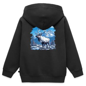 Rentiere Rentier - Kinder Premium Organic Zip Hoodie - Schwarz - Hinten - AI Model Kid Male (0cm)