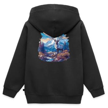 Rentiere Rentier - Kinder Premium Organic Zip Hoodie - Schwarz - Hinten - AI Model Kid Male (0cm)