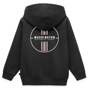 Coordonnées de Washington - Sweat Premium à capuche zippé enfant bio - noir - Dos - AI Model Kid Male (0cm)