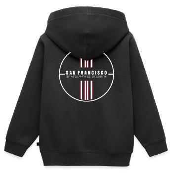 Coordonnées de San Francisco - Sweat Premium à capuche zippé enfant bio - noir - Dos - AI Model Kid Male (0cm)