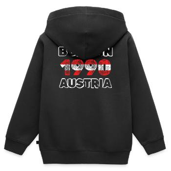 1990 - Kinder Premium Organic Zip Hoodie - Schwarz - Hinten - AI Model Kid Male (0cm)