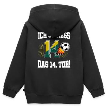 Ich Schiess 14. Tor Lustig 14. Geburtstag Fußball - Kinder Premium Organic Zip Hoodie - Schwarz - Hinten - AI Model Kid Male (0cm)
