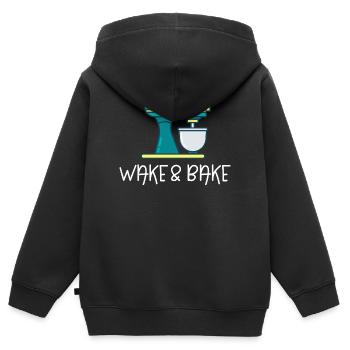 Aufwachen und Backen - Kinder Premium Organic Zip Hoodie - Schwarz - Hinten - AI Model Kid Male (0cm)