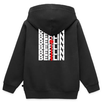 TOUR DE TÉLÉVISION DE BERLIN, ALEX POINT DE REPÈRE DIT EST BERLIN - Sweat Premium à capuche zippé enfant bio - noir - Dos - AI Model Kid Male (0cm)
