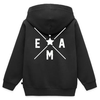 Équipe - Sweat Premium à capuche zippé enfant bio - noir - Dos - AI Model Kid Male (0cm)